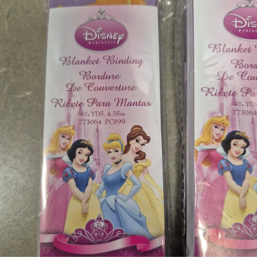 Wrights Disney Princess Blanket Binding Lot of 3. Belle, Snow White, Cinderella
